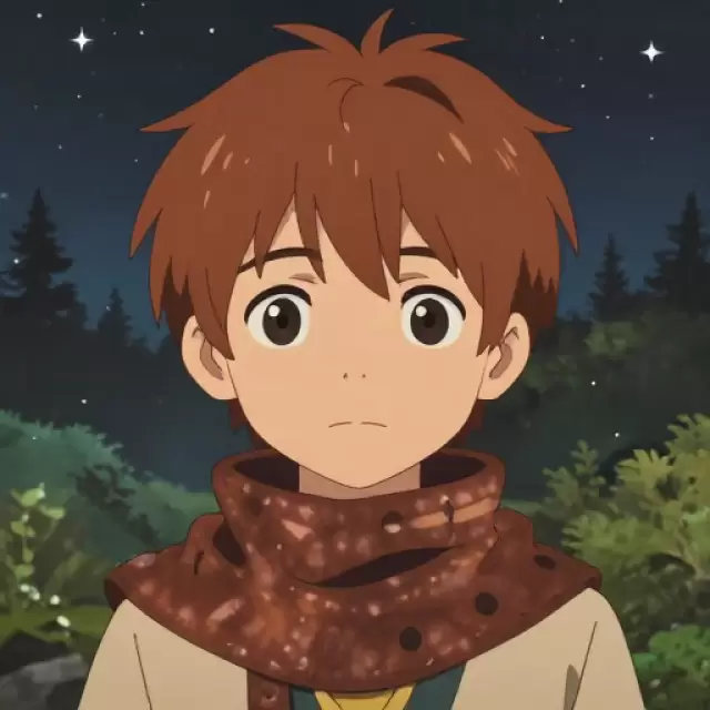 Chestnut-haired Indigenous Boy with Leather Scarf