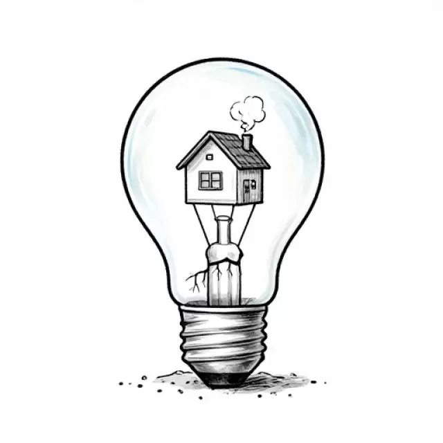 A House Growing from a Lightbulb