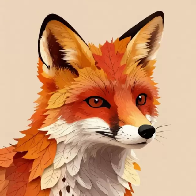 A Fox Made of Autumn Leaves