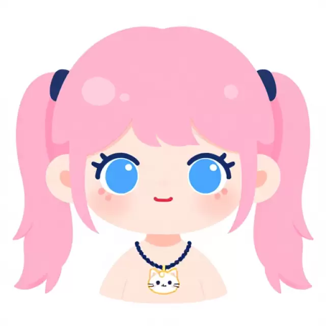 Pastel Pink Haired Girl with Cat Necklace