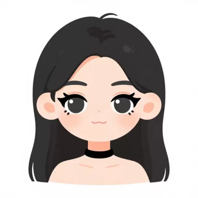 Goth Girl with Black Hair and Choker