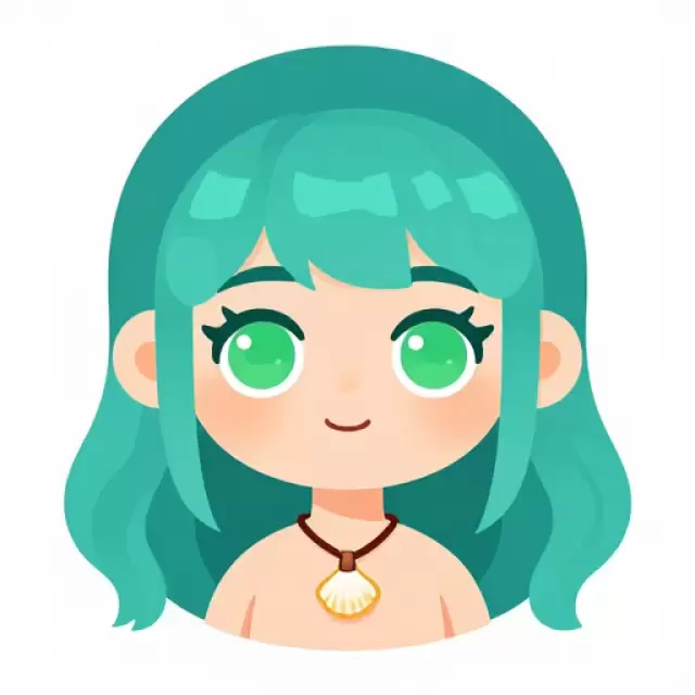 Girl with Teal Ombre Hair and Shell Necklace