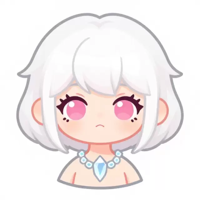 Girl with White Hair and Crystal Necklace