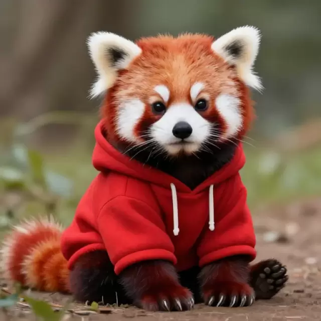Red Panda in Red Hoodie