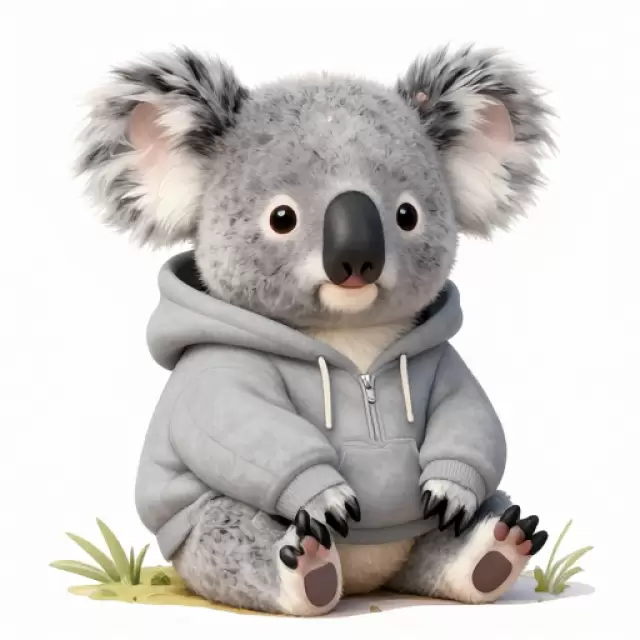 Koala in Grey Hoodie