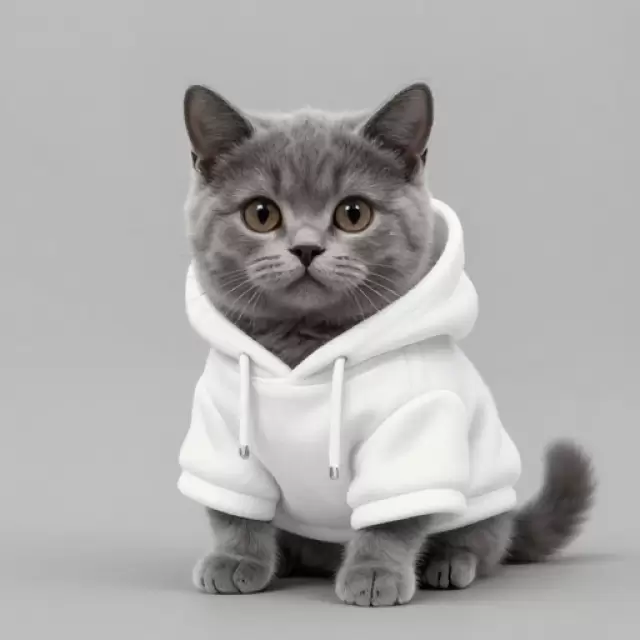 Kitten in White Hoodie