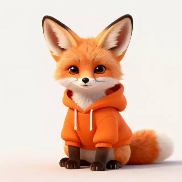Fennec Fox in Orange Hoodie