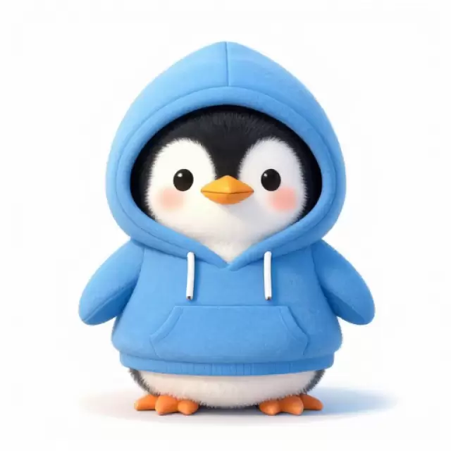 Penguin in Blue Hoodie