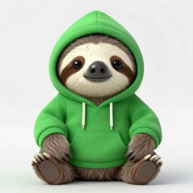 Sloth in Green Hoodie