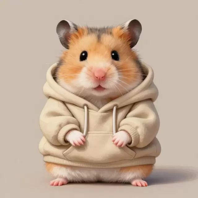 Hamster in Beige Hoodie