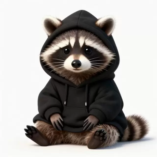 Raccoon in Black Hoodie