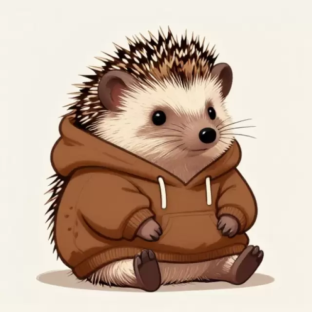 Hedgehog in Brown Hoodie