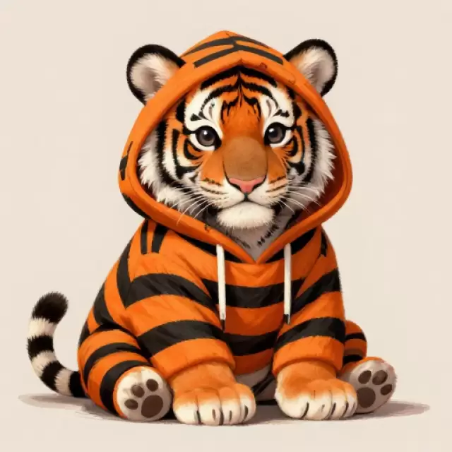 Tiger Cub in Striped Hoodie