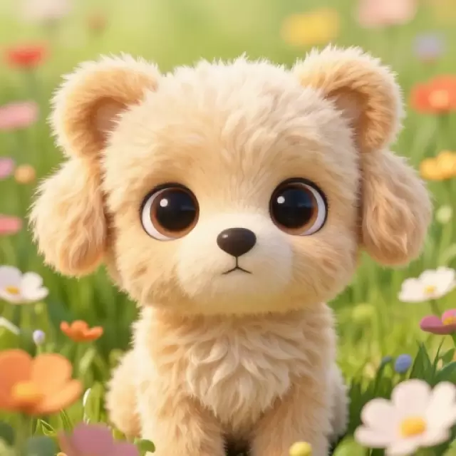 Sitting in Flower Field