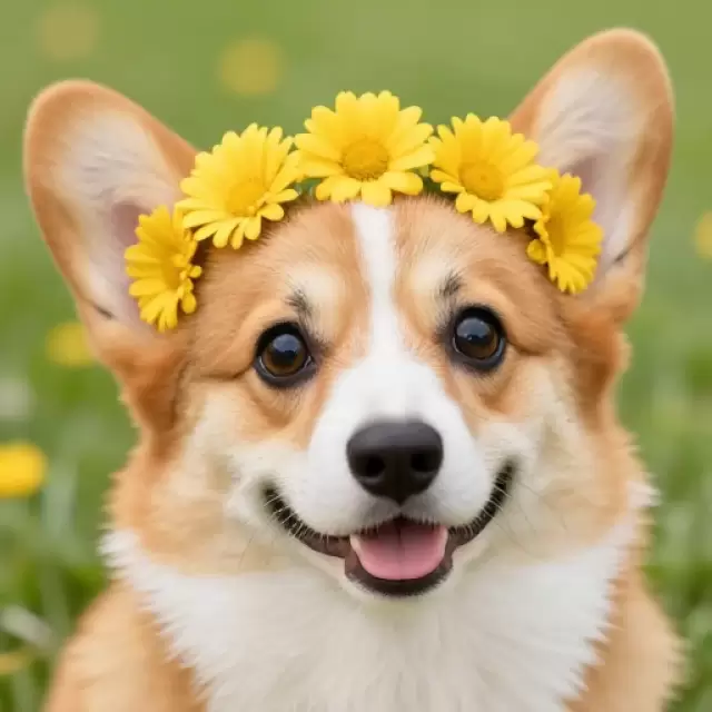 Flower Crown Corgi