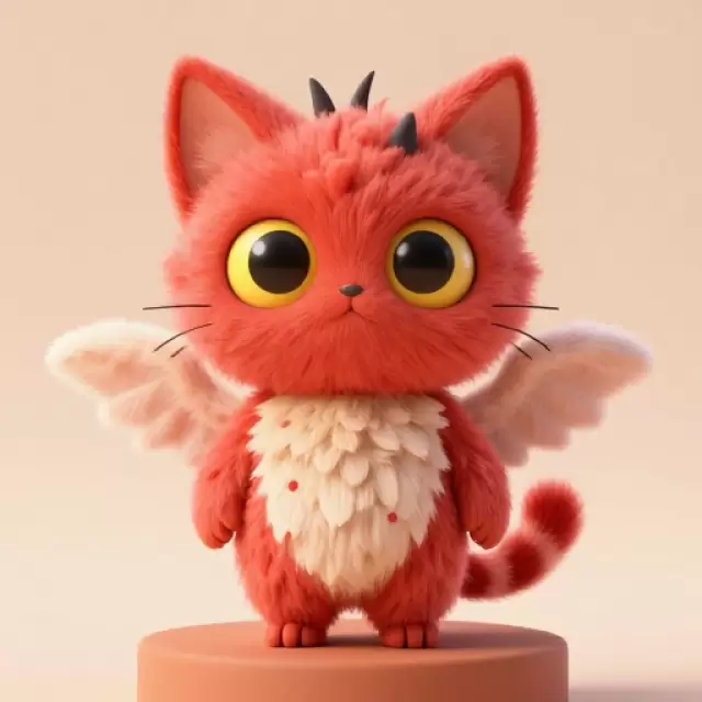 Coral Red Cat Monster