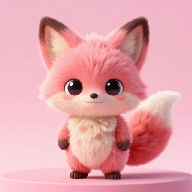 Rose Pink Fox Creature