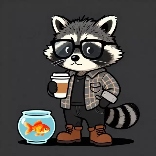Hipster Raccoon with Glasses